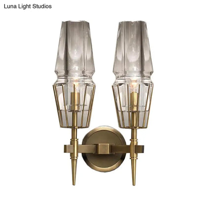 Colonial Gold Wall Sconce with Clear Glass Tapered Design – 1/2-Light Porch Lighting