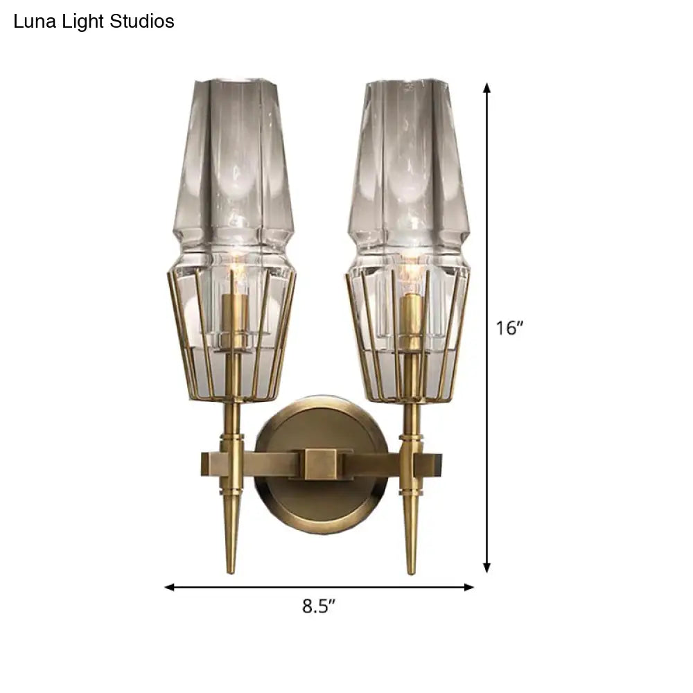 Colonial Gold Wall Sconce with Clear Glass Tapered Design – 1/2-Light Porch Lighting