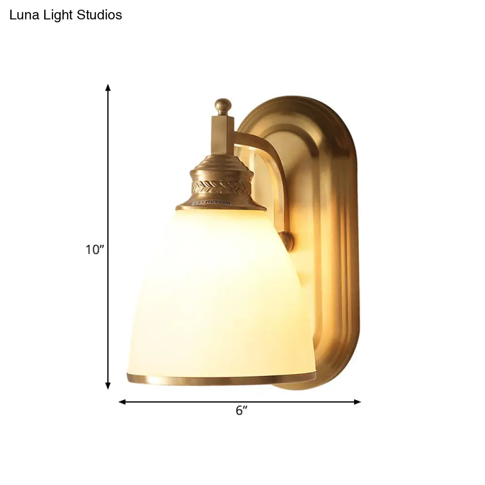 Colonial Gold Wall Sconce with Frosted Glass Shade for Bedroom