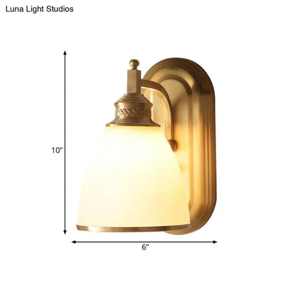 Colonial Gold Wall Sconce with Frosted Glass Shade for Bedroom