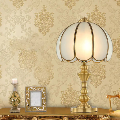 Colonial Polished Brass Nightstand Lamp with Frosted Glass - Ideal for Bedroom