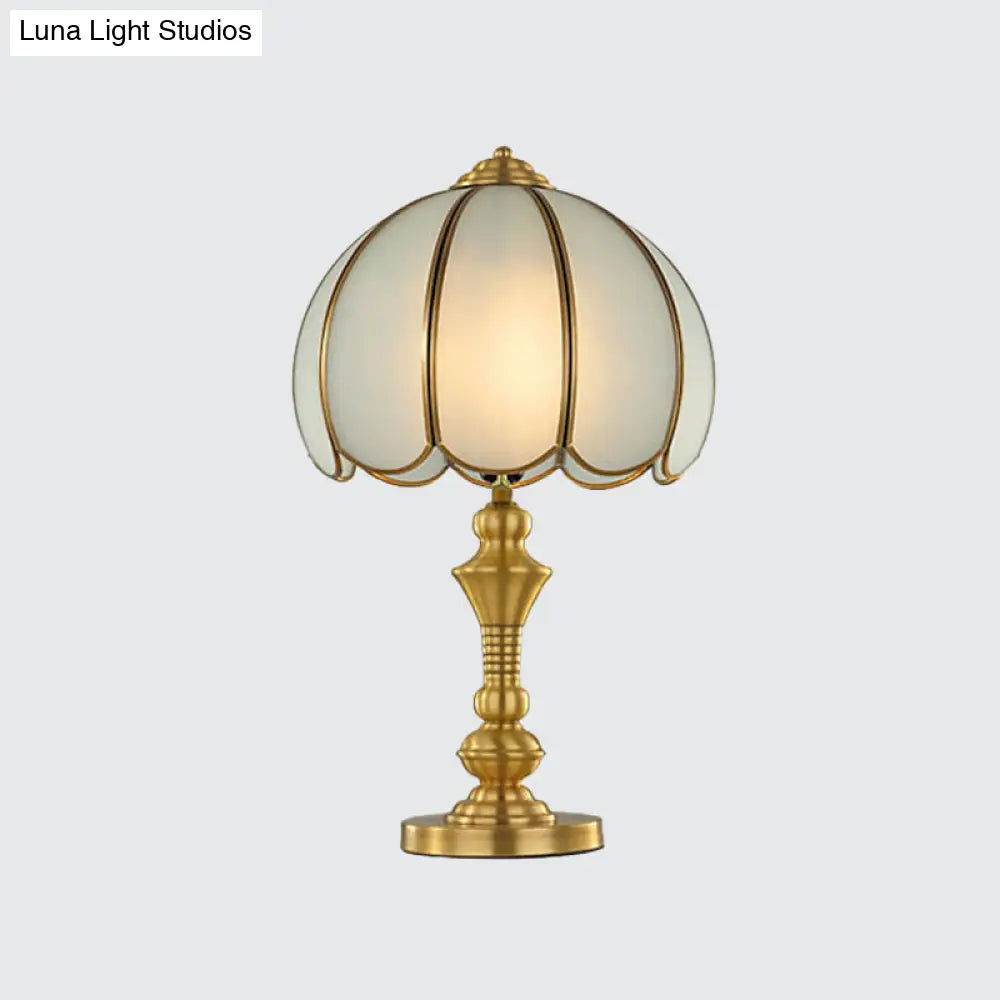 Colonial Polished Brass Nightstand Lamp with Frosted Glass - Ideal for Bedroom