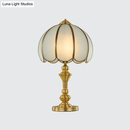 Colonial Polished Brass Nightstand Lamp with Frosted Glass - Ideal for Bedroom