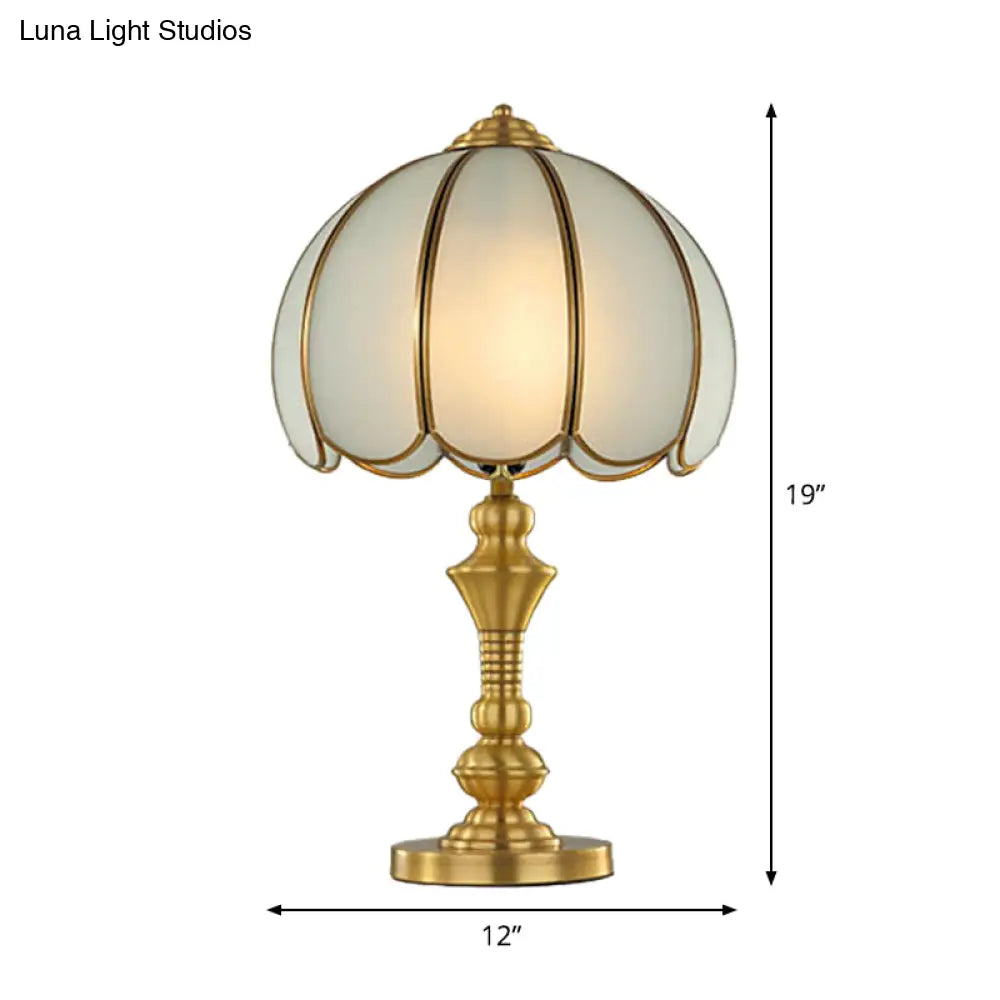 Colonial Polished Brass Nightstand Lamp with Frosted Glass - Ideal for Bedroom