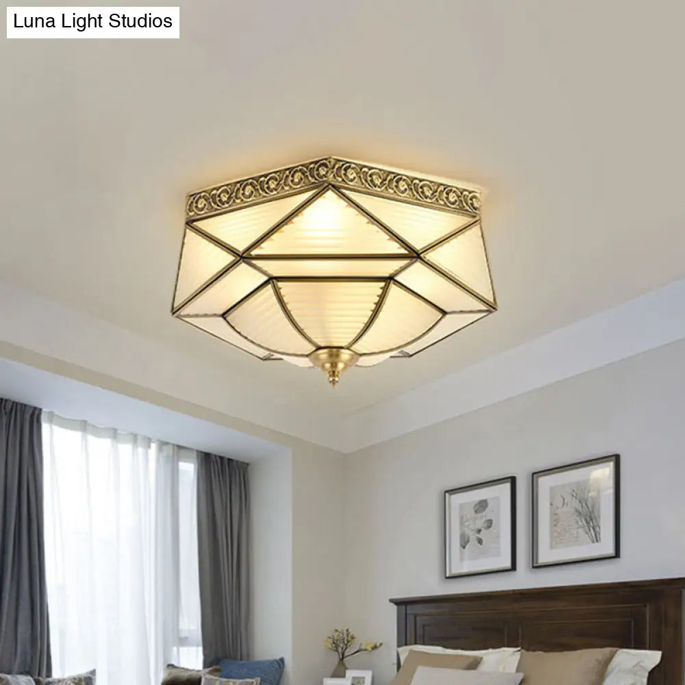 DecorBites™ DecorBites™ Colonial Prismatic Glass Ceiling Mounted Flushmount with 4 Gold Lights