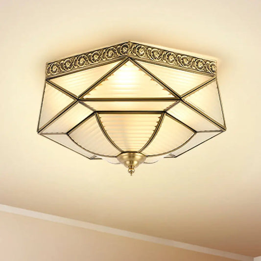 DecorBites™ DecorBites™ Colonial Prismatic Glass Ceiling Mounted Flushmount with 4 Gold Lights