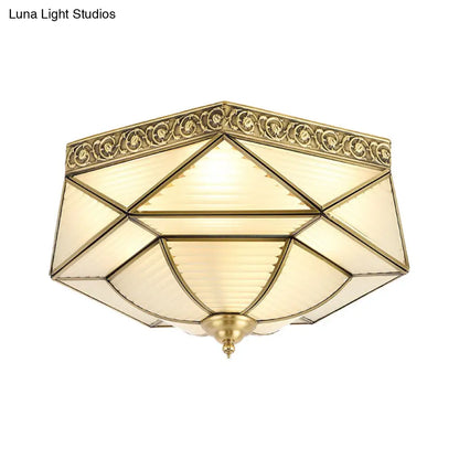 DecorBites™ DecorBites™ Colonial Prismatic Glass Ceiling Mounted Flushmount with 4 Gold Lights