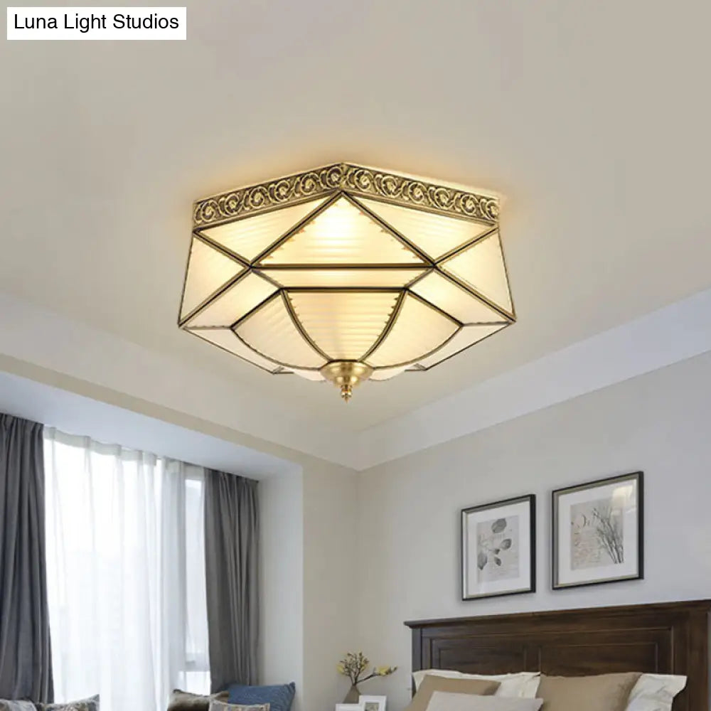 DecorBites™ DecorBites™ Colonial Prismatic Glass Ceiling Mounted Flushmount with 4 Gold Lights