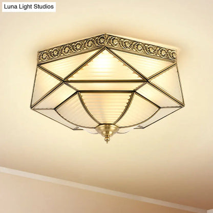 DecorBites™ DecorBites™ Colonial Prismatic Glass Ceiling Mounted Flushmount with 4 Gold Lights