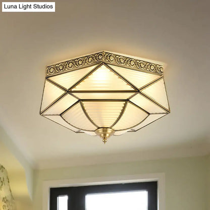 DecorBites™ DecorBites™ Colonial Prismatic Glass Ceiling Mounted Flushmount with 4 Gold Lights