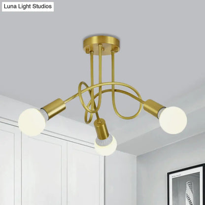 DecorBites™ DecorBites™ Colonial Sputnik Semi Flush Mount Ceiling Light in Gold with Opal Glass Shade - 3/4/5-Light Metal Fixture
