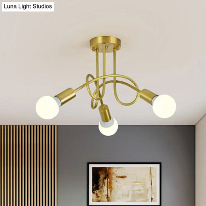 DecorBites™ DecorBites™ Colonial Sputnik Semi Flush Mount Ceiling Light in Gold with Opal Glass Shade - 3/4/5-Light Metal Fixture