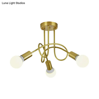 DecorBites™ DecorBites™ Colonial Sputnik Semi Flush Mount Ceiling Light in Gold with Opal Glass Shade - 3/4/5-Light Metal Fixture