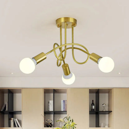 DecorBites™ DecorBites™ Colonial Sputnik Semi Flush Mount Ceiling Light in Gold with Opal Glass Shade - 3/4/5-Light Metal Fixture