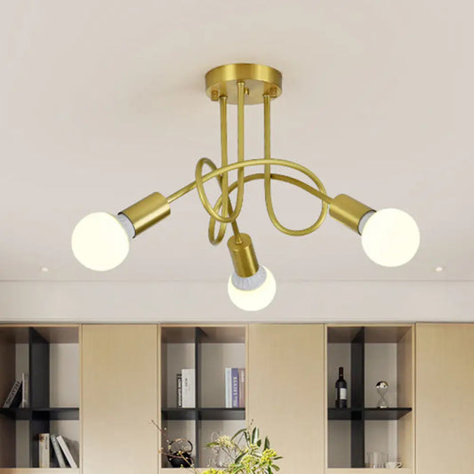 DecorBites™ DecorBites™ Colonial Sputnik Semi Flush Mount Ceiling Light in Gold with Opal Glass Shade - 3/4/5-Light Metal Fixture