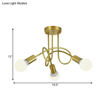 DecorBites™ DecorBites™ Colonial Sputnik Semi Flush Mount Ceiling Light in Gold with Opal Glass Shade - 3/4/5-Light Metal Fixture