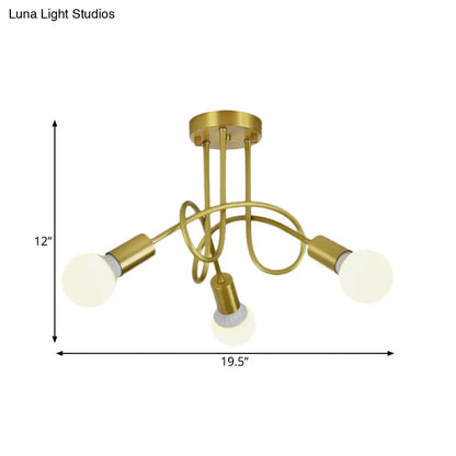 DecorBites™ DecorBites™ Colonial Sputnik Semi Flush Mount Ceiling Light in Gold with Opal Glass Shade - 3/4/5-Light Metal Fixture