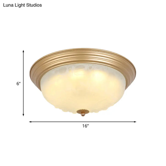 DecorBites™ DecorBites™ Colonial White Glass Bowl Flush Mount Ceiling Light with Gold Finish - 2/3 Heads, 16"/19.5" Width