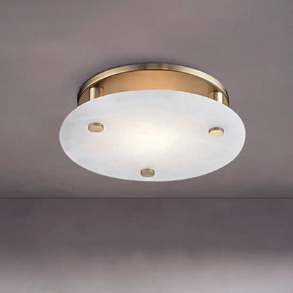 DecorBites™ DecorBites™ Colonial White Glass Ceiling Light Fixture with Gold Circle Accent - 3-Light Semi Flush Mount for Living Room