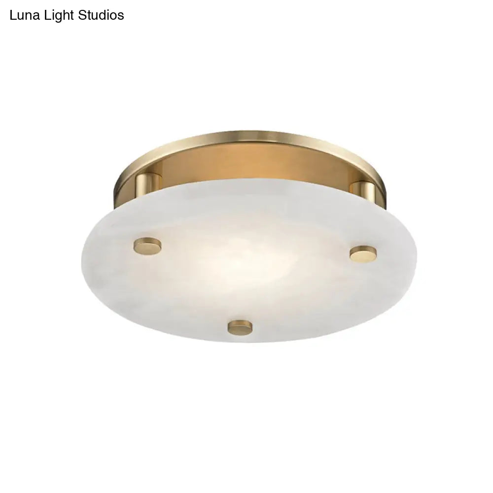DecorBites™ DecorBites™ Colonial White Glass Ceiling Light Fixture with Gold Circle Accent - 3-Light Semi Flush Mount for Living Room