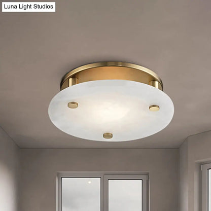 DecorBites™ DecorBites™ Colonial White Glass Ceiling Light Fixture with Gold Circle Accent - 3-Light Semi Flush Mount for Living Room