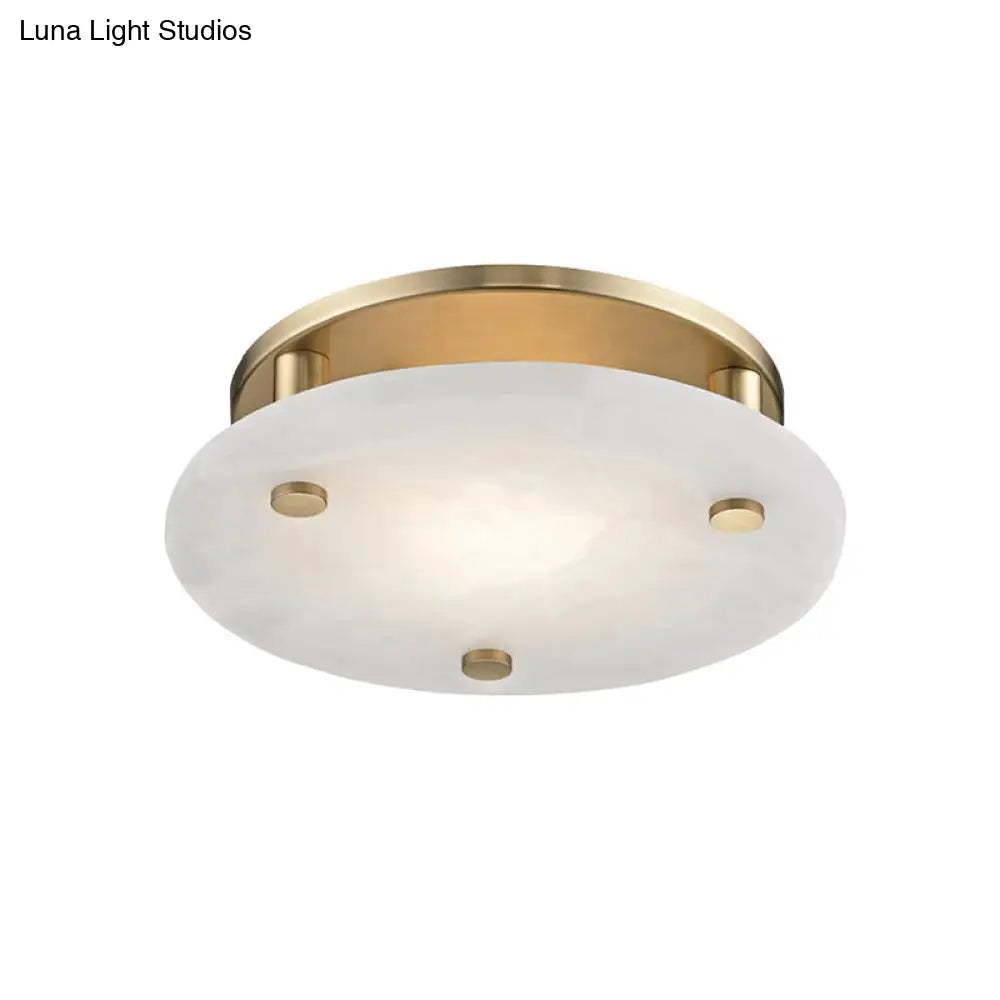 DecorBites™ DecorBites™ Colonial White Glass Ceiling Light Fixture with Gold Circle Accent - 3-Light Semi Flush Mount for Living Room