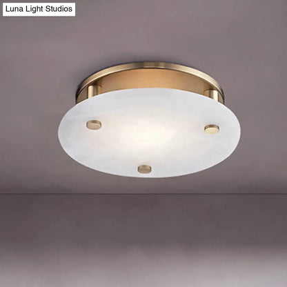 DecorBites™ DecorBites™ Colonial White Glass Ceiling Light Fixture with Gold Circle Accent - 3-Light Semi Flush Mount for Living Room