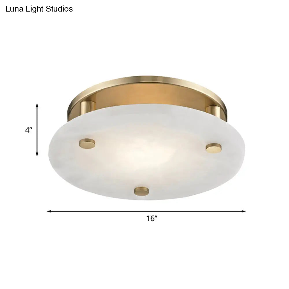 DecorBites™ DecorBites™ Colonial White Glass Ceiling Light Fixture with Gold Circle Accent - 3-Light Semi Flush Mount for Living Room