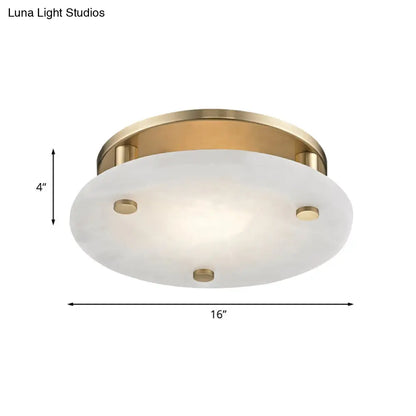 DecorBites™ DecorBites™ Colonial White Glass Ceiling Light Fixture with Gold Circle Accent - 3-Light Semi Flush Mount for Living Room