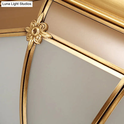 DecorBites™ DecorBites™ Colonial White Glass Dome Ceiling Light Fixture for Bedroom - Brass, Flush Mount - 3/4/6 Heads - Available in 14"/18"/23.5" Width