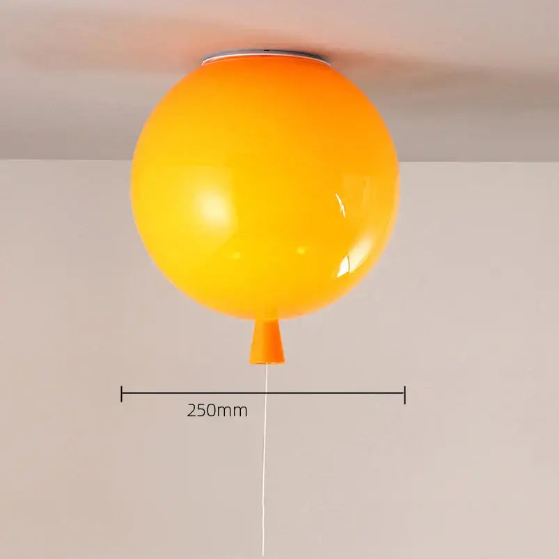 Vibrant orange colorful balloon ceiling light with glossy finish and tapered base by decorbites for bedroom and dining room decor