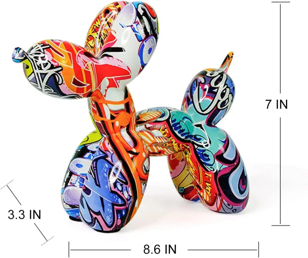 Vibrant colorful balloon dog statue with glossy finish and bold street art design perfect for living room decorbites decor