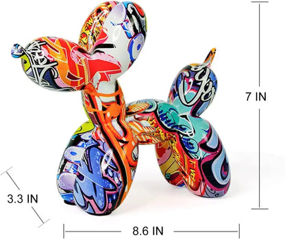 Vibrant colorful balloon dog statue with glossy finish and bold street art design perfect for living room decorbites decor