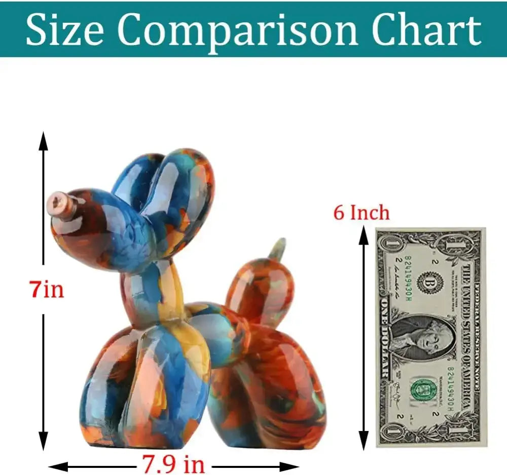 A vibrant colorful balloon dog statue with glossy blue orange and red hues for living room decorbites art decor