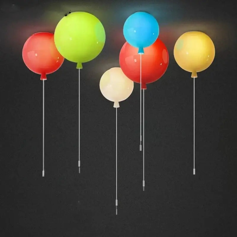 Set of five decorbites colorful balloon led wall lamps in red green blue yellow and cream for kids bedroom decor