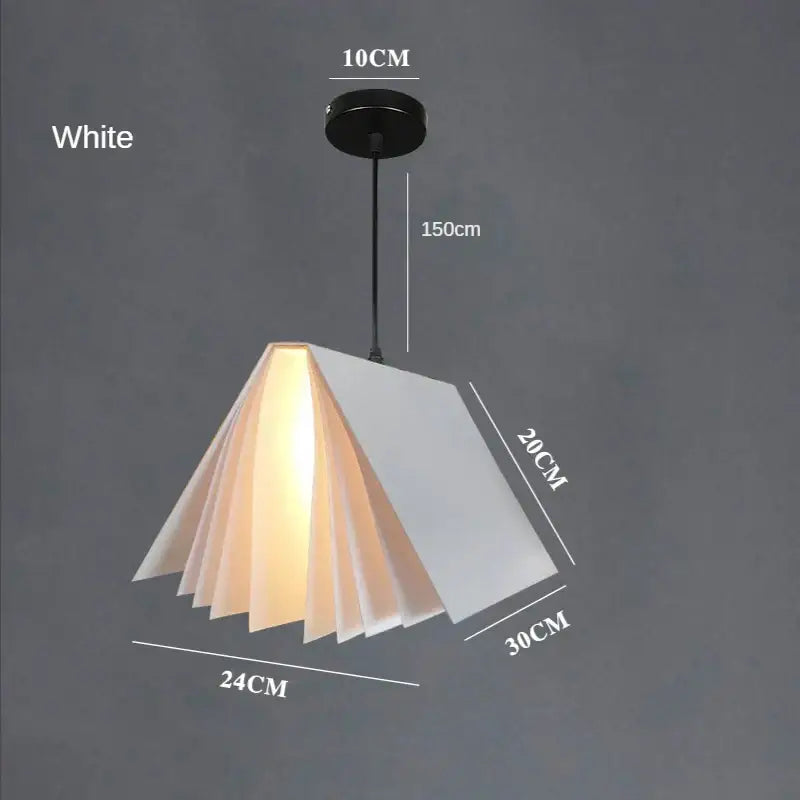 White decorbites book pendant lamp shaped like a book with black ceiling mount for living room layered paper light decor