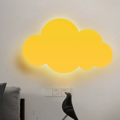 Colorful Cartoon LED Cloud Wall Sconce with Metallic Shade - Pink, Yellow, Blue