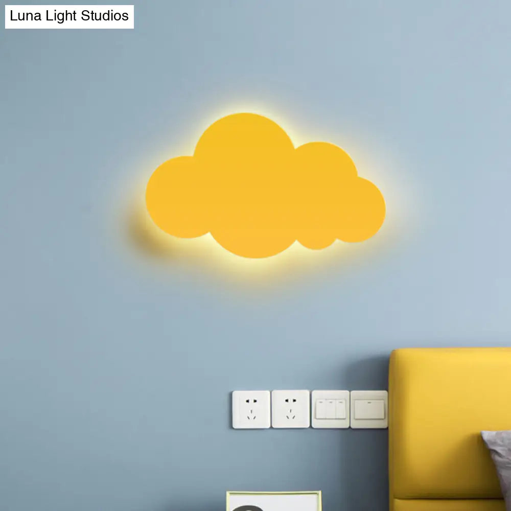 Colorful Cartoon LED Cloud Wall Sconce with Metallic Shade - Pink, Yellow, Blue