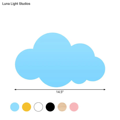 Colorful Cartoon LED Cloud Wall Sconce with Metallic Shade - Pink, Yellow, Blue