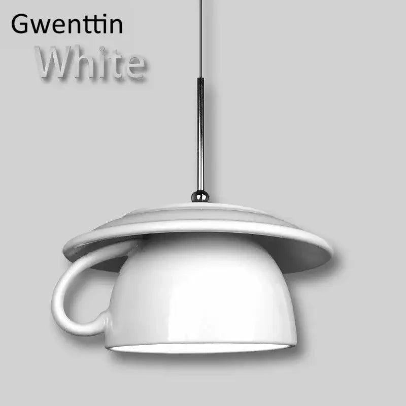 White ceramic cup pendant light with a sleek minimalist design perfect for kitchen decorbites ceramic cup decor