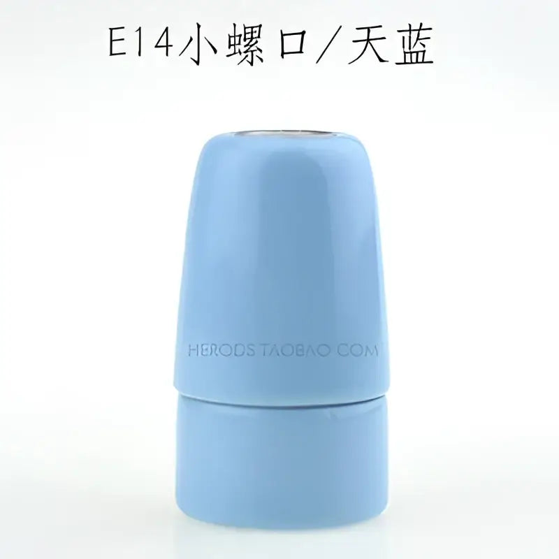 Light blue decorbites ceramic e14 socket bulb holder with smooth glossy finish for bedroom and living room decor