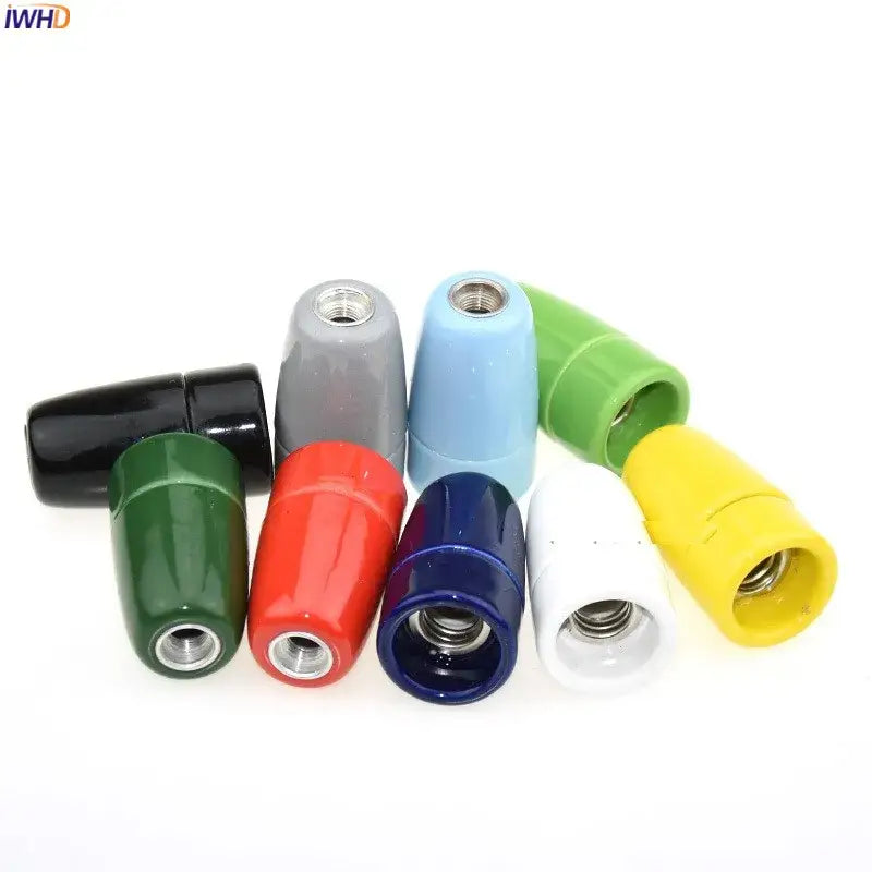 Colorful ceramic e14 socket bulb holder collection in black green red blue white yellow and gray for bedroom and living room decor