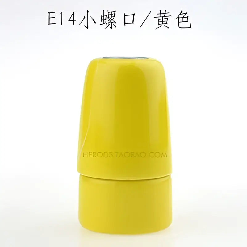 Bright yellow decorbites ceramic e14 socket bulb holder with glossy finish for bedroom and living room decor