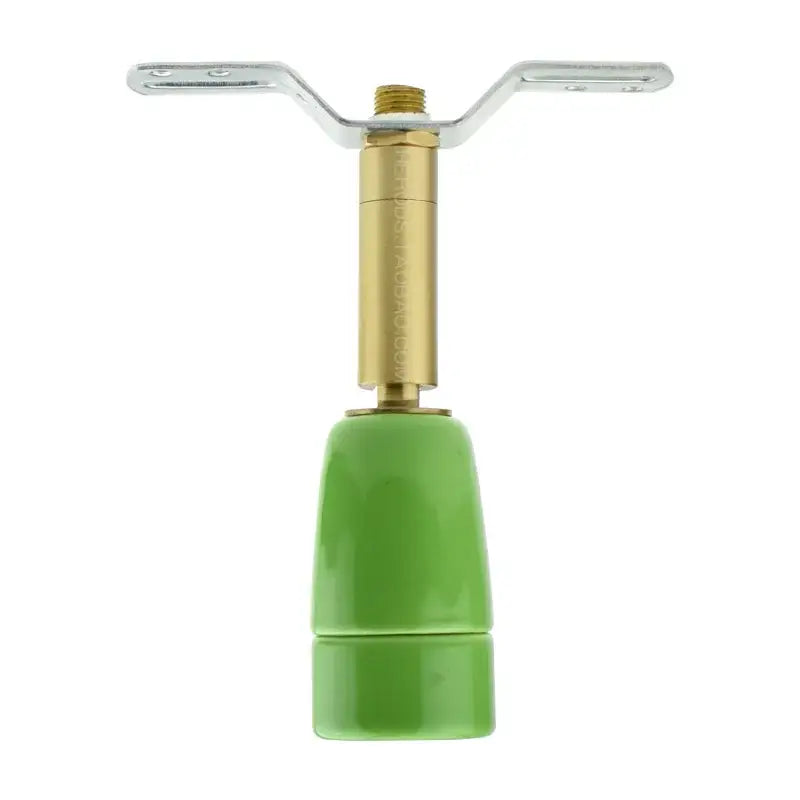 Green ceramic garden hose nozzle with brass threaded body and silver metal bracket for decorbites ceramic e14 bulb holder