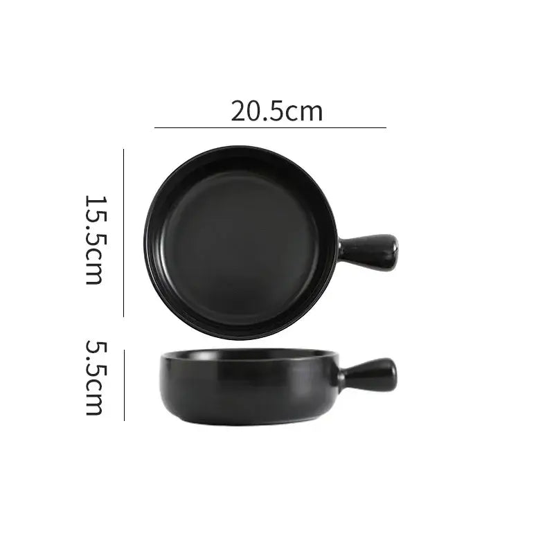 Black ceramic single handle ramekin with smooth glossy finish perfect for decorbites ceramic single salad bowl use