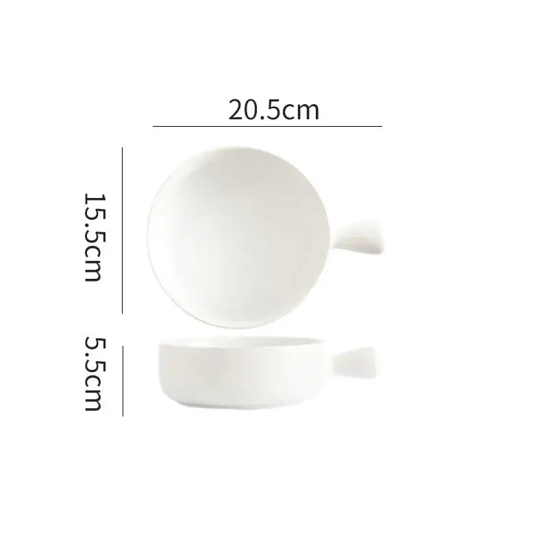 White ceramic single handle salad bowl 20.5cm diameter 15.5cm tall decorbites ceramic single handle tableware