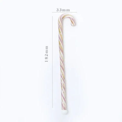 Decorbites colorful christmas long handle candy cane glass stirring stick with pink and gold twisted stripes and white tip