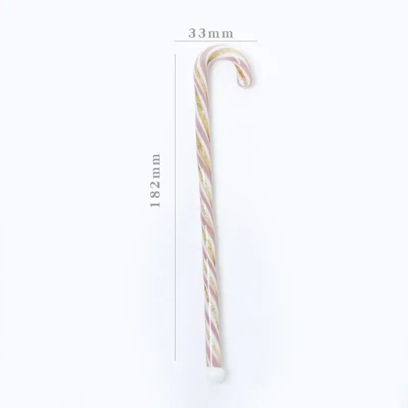 Decorbites colorful christmas long handle candy cane glass stirring stick with pink and gold twisted stripes and white tip