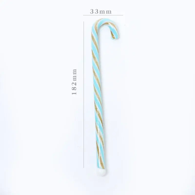 A light blue and gold striped glass stirring stick candy cane 182mm long handle decorbites colorful christmas long decor