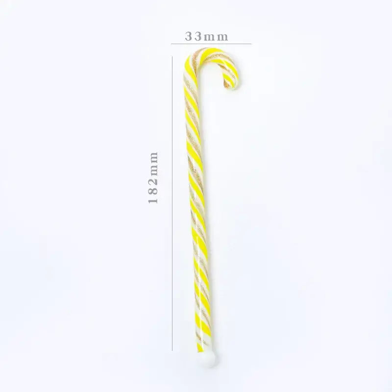Yellow and white striped decorbites colorful christmas long handle candy cane glass stirring stick 182 mm long